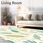 Feather and Foliage Pattern Design Rug