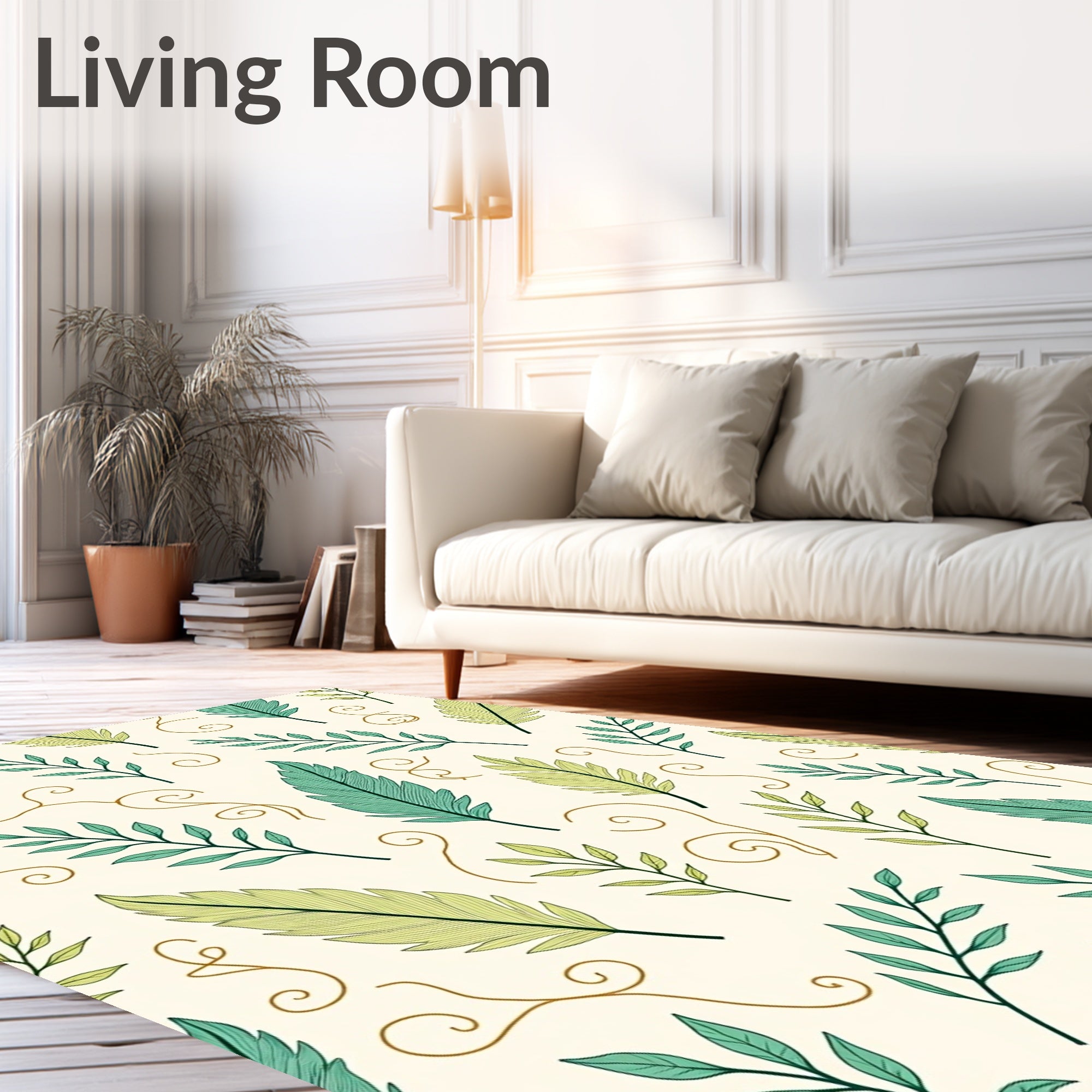 Feather and Foliage Pattern Design Rug