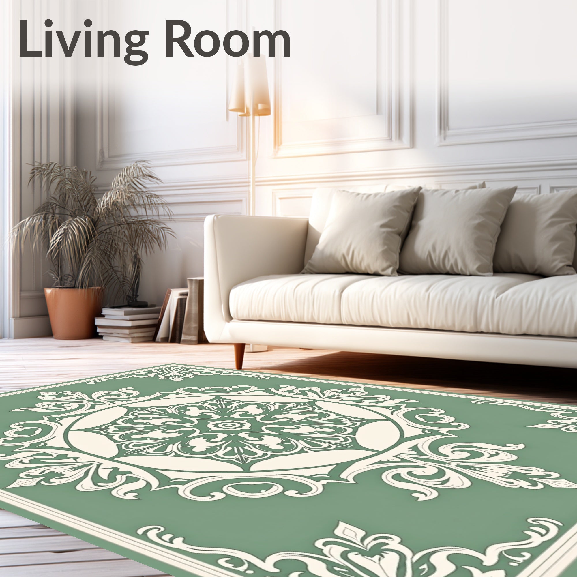 Elegant Damask Floral Medallion Rug