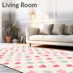 Pink Gray Heart Petal Pattern Rug