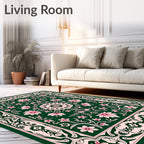 Elegant Floral Medallion Pink Green Rug