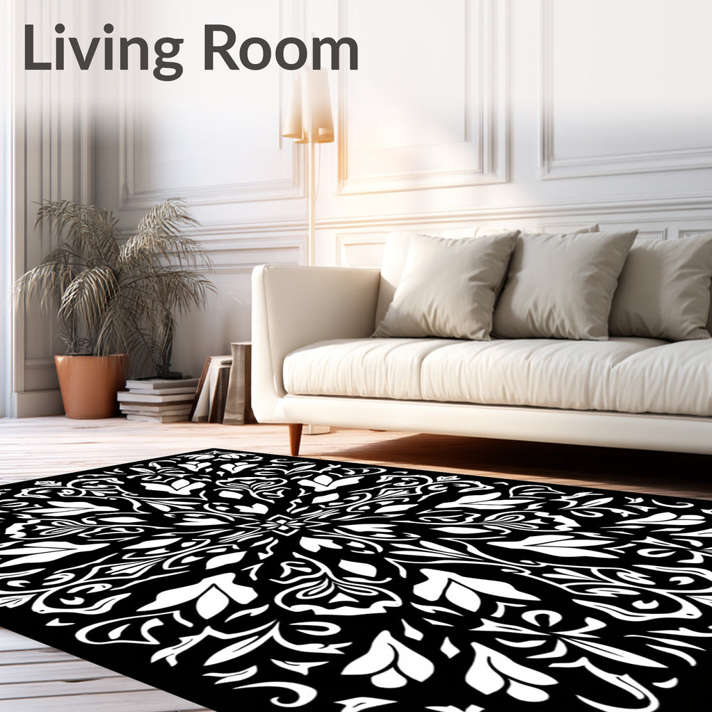 Intricate Floral Damask Pattern Rug