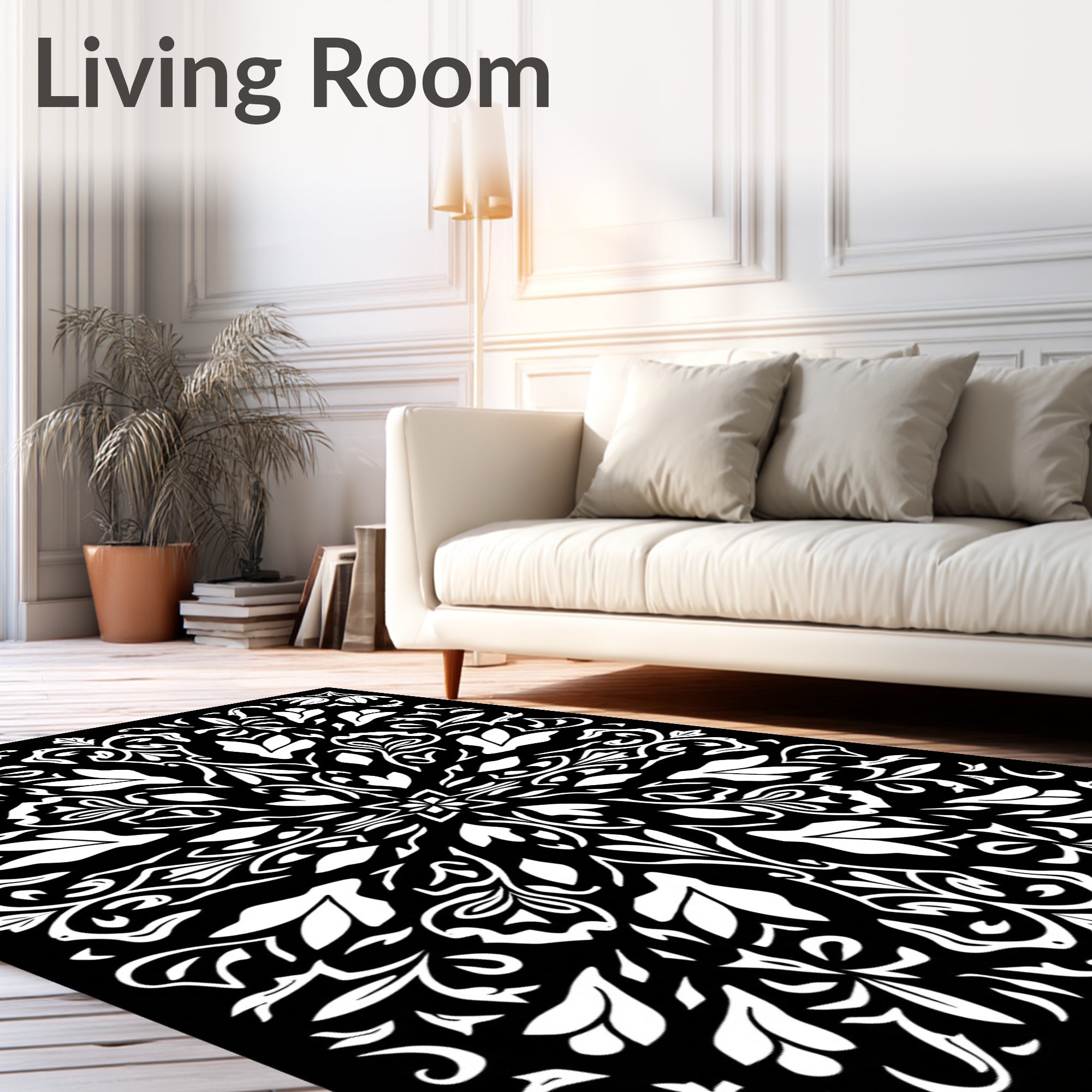 Intricate Floral Damask Pattern Rug