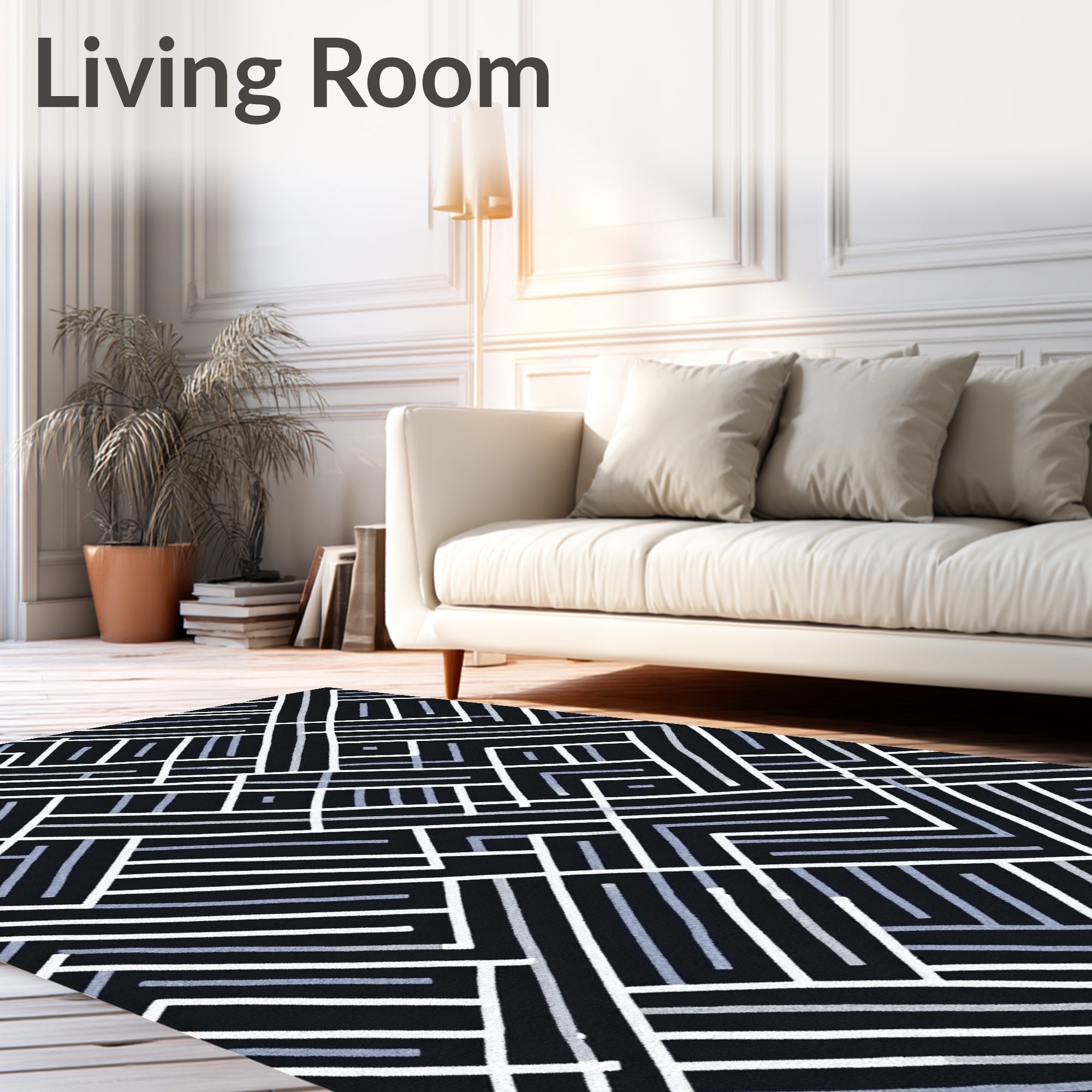 Abstract Maze Line Art Rug