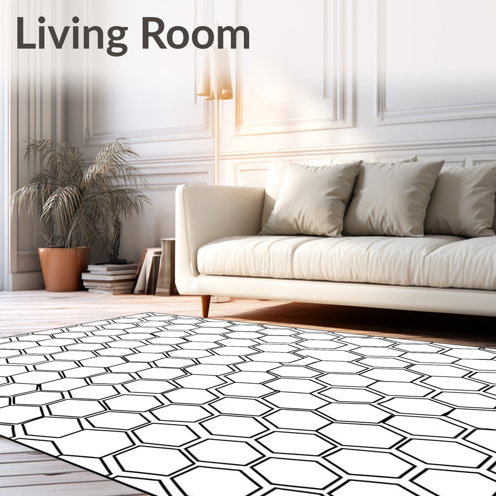 Geometric Hexagon Pattern Abstract Design Rug