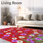 Floral Meadow Pattern With Lavender Sprigs Rug