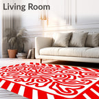 Dynamic Red Intertwined Lines Rug