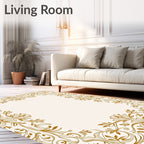 Ornate Floral Vine Border Design Rug