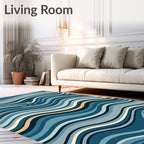 Abstract Blue Wave Pattern Design Rug