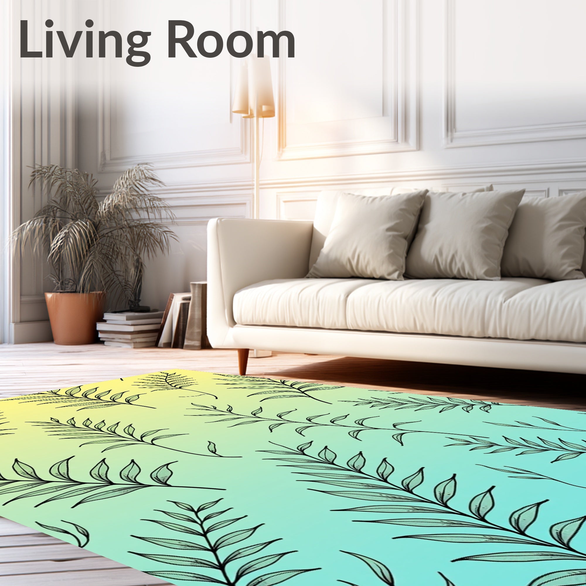 Gradient Leaf Pattern Design Rug