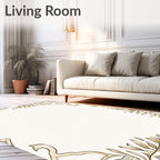 Earthy Toned Abstract Floral Border Rug