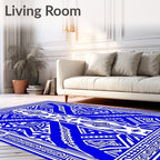 Bold Blue White Geometric Abstract Rug
