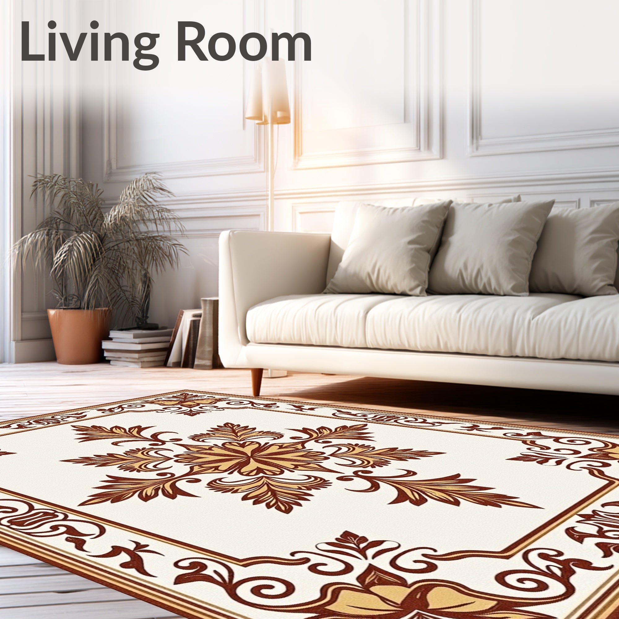 Elegant Floral And Scroll Medallion Design Rug