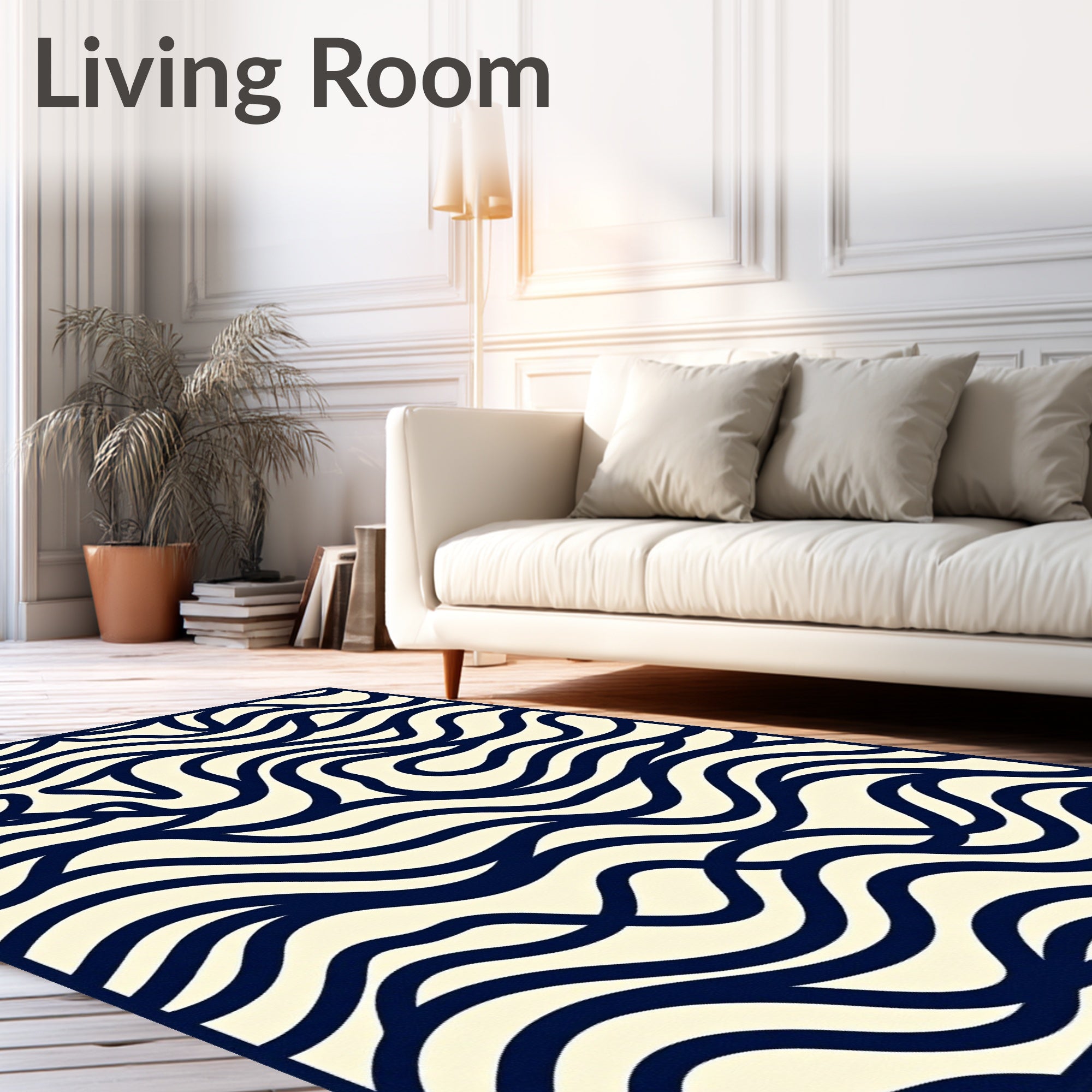 Organic Swirl Line Art Pattern Rug