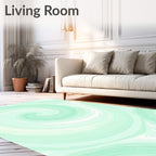 Mint Swirl Abstract Brushstroke Pattern Rug