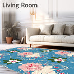 Vintage Pink Mandala Floral Blue Rug