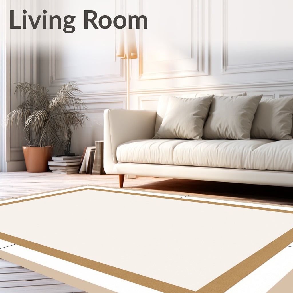 Minimalist Cream Tan Border Rug