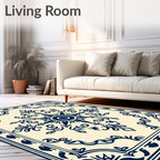 Navy Blue Ornamental Sunburst Rug