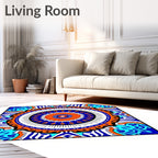 Vibrant Geometric Mandala Diamond Pattern Rug