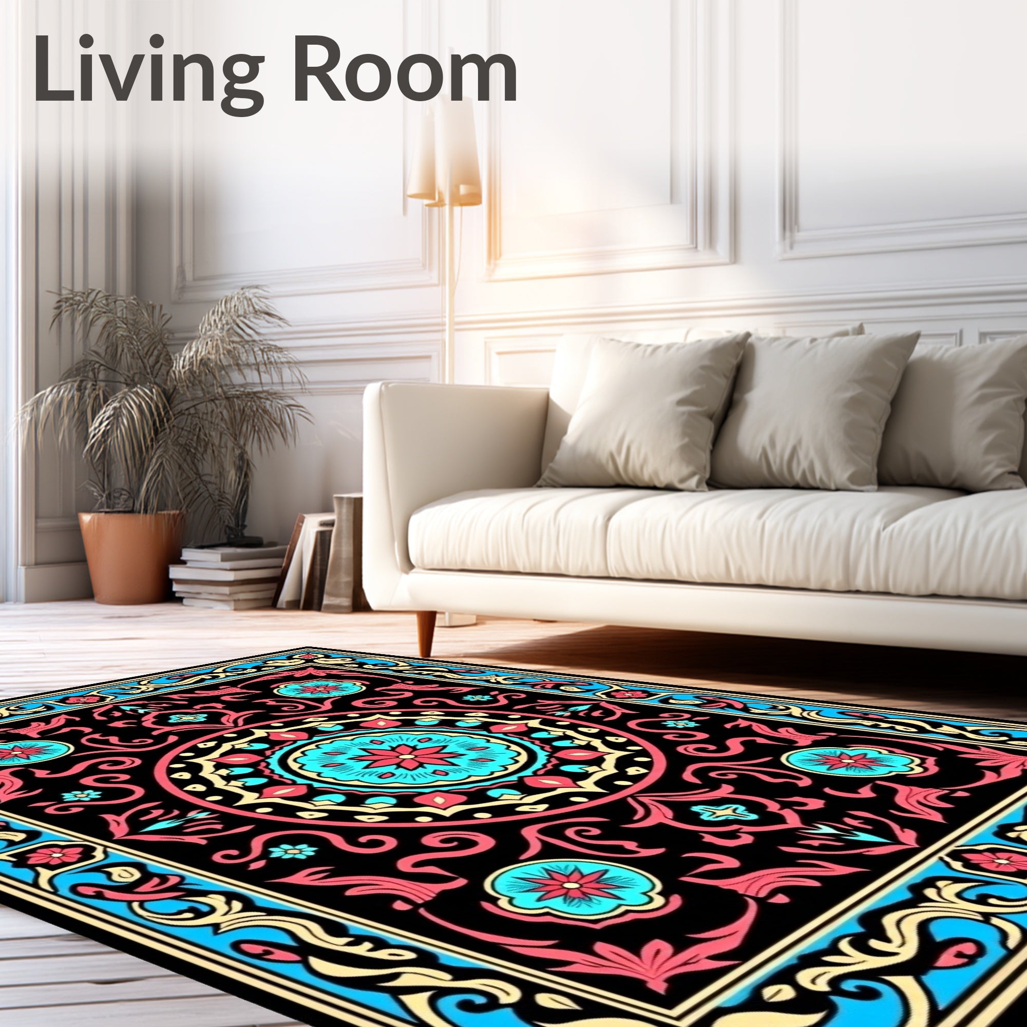 Bold Floral Medallion Pattern Rug