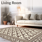 Dark Brown Classic Floral Pattern Rug