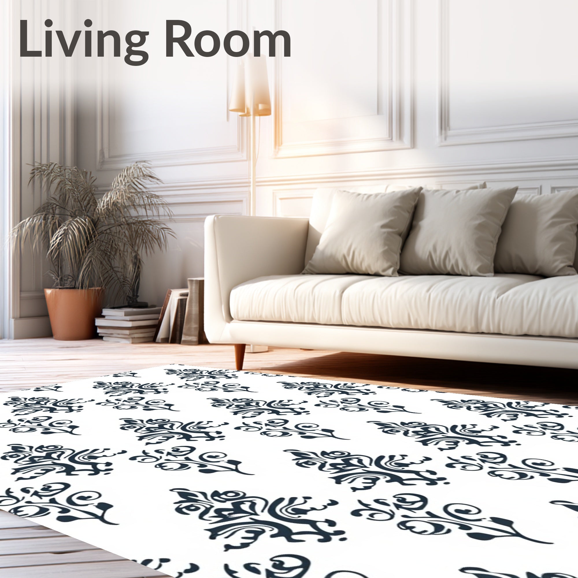Classic Damask Scroll Pattern Rug