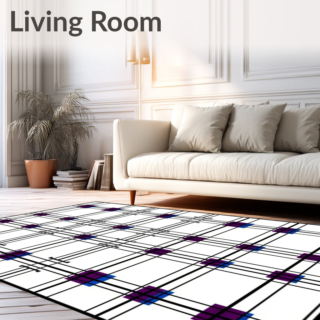 Bold Plaid Squares Graphic Rug