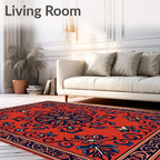 Ornate Floral Scrollwork Red Rug