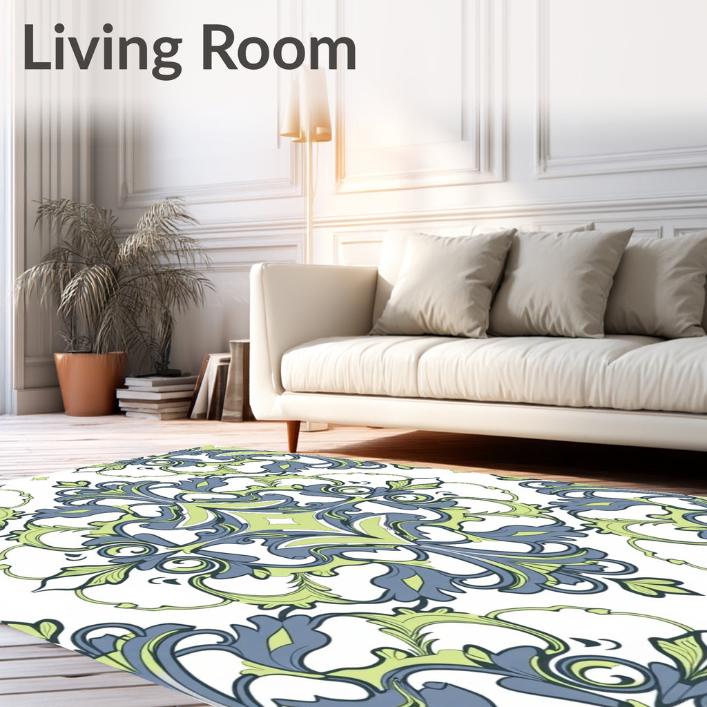 Ornate Scrollwork Botanical Pattern Rug