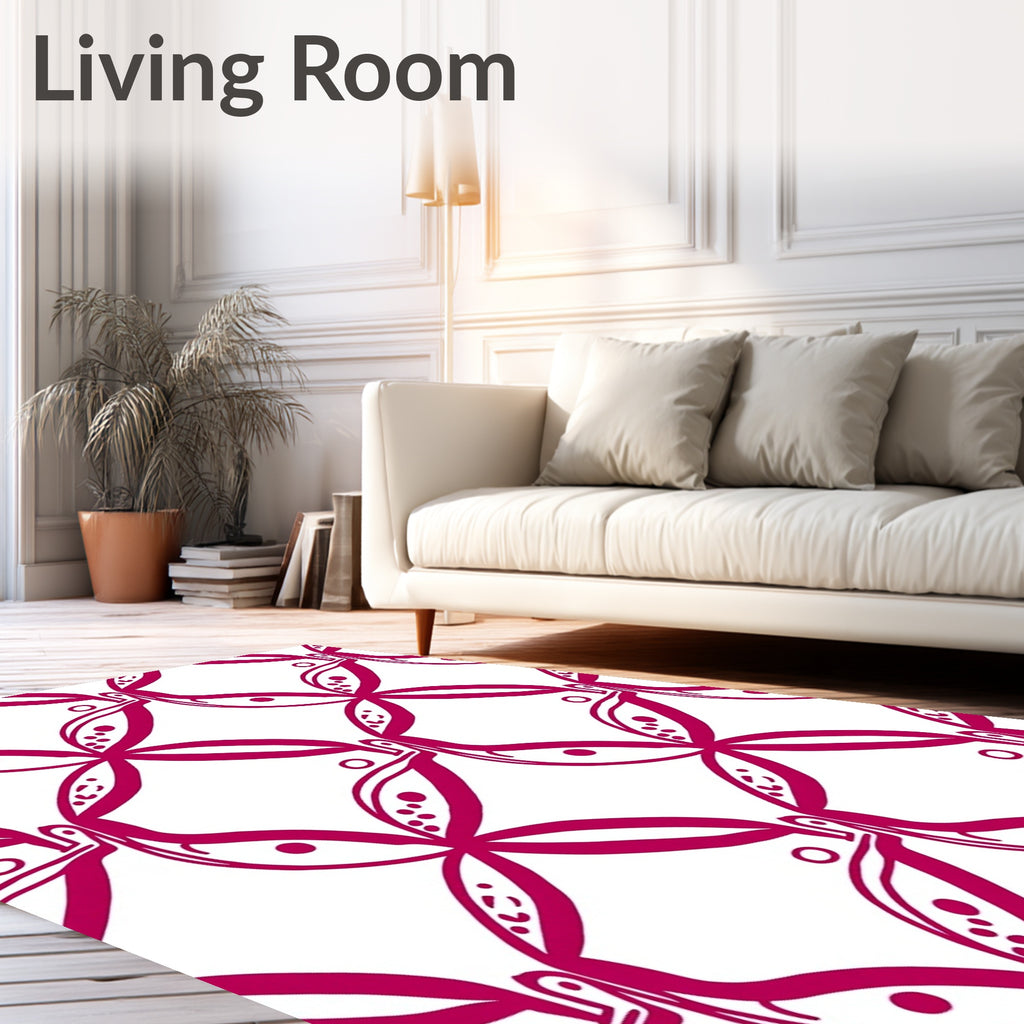 Bold Magenta Quatrefoil Floral Pattern Rug