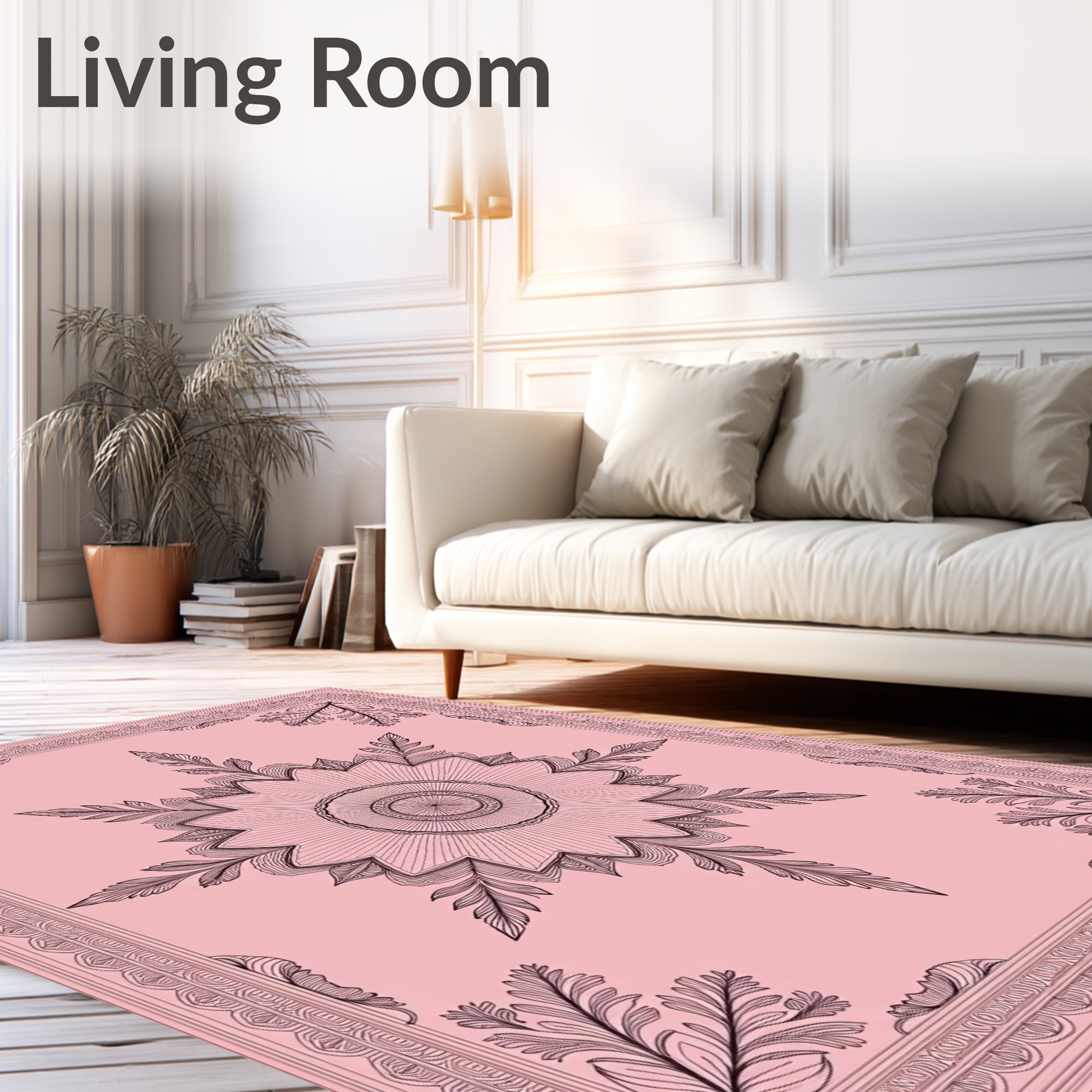 Delicate Floral Mandala Outline Rug