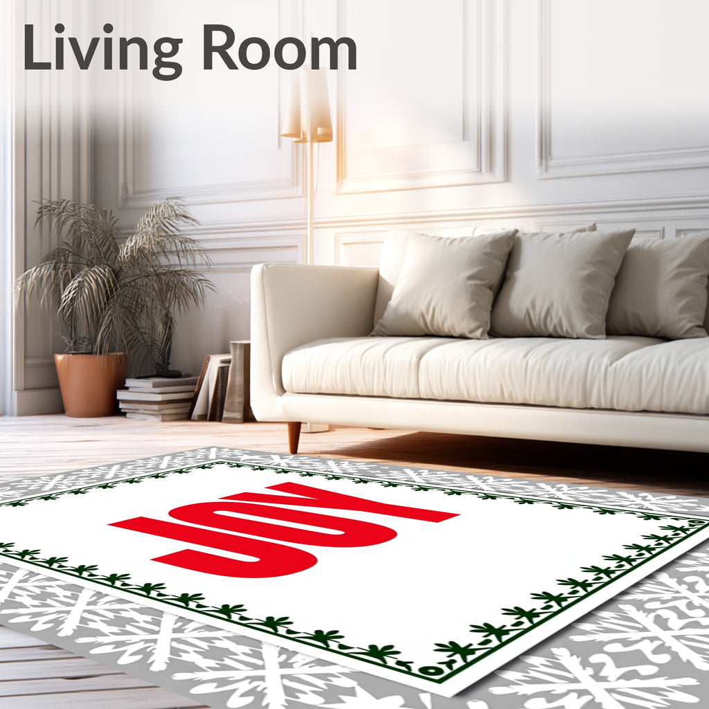 Red Bold Joy Snowflake Border Rug