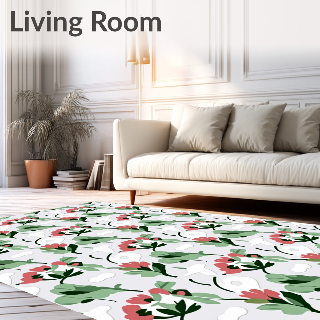 Abstract Floral And Leaf Pattern Rug