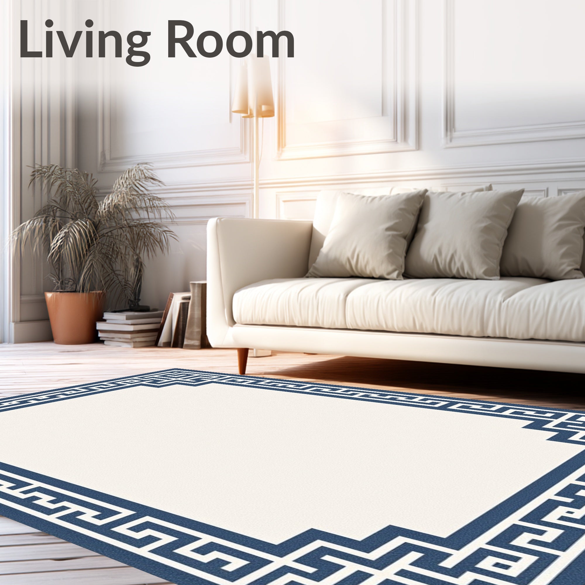 Navajo Blue Classic Geometric Border Rug