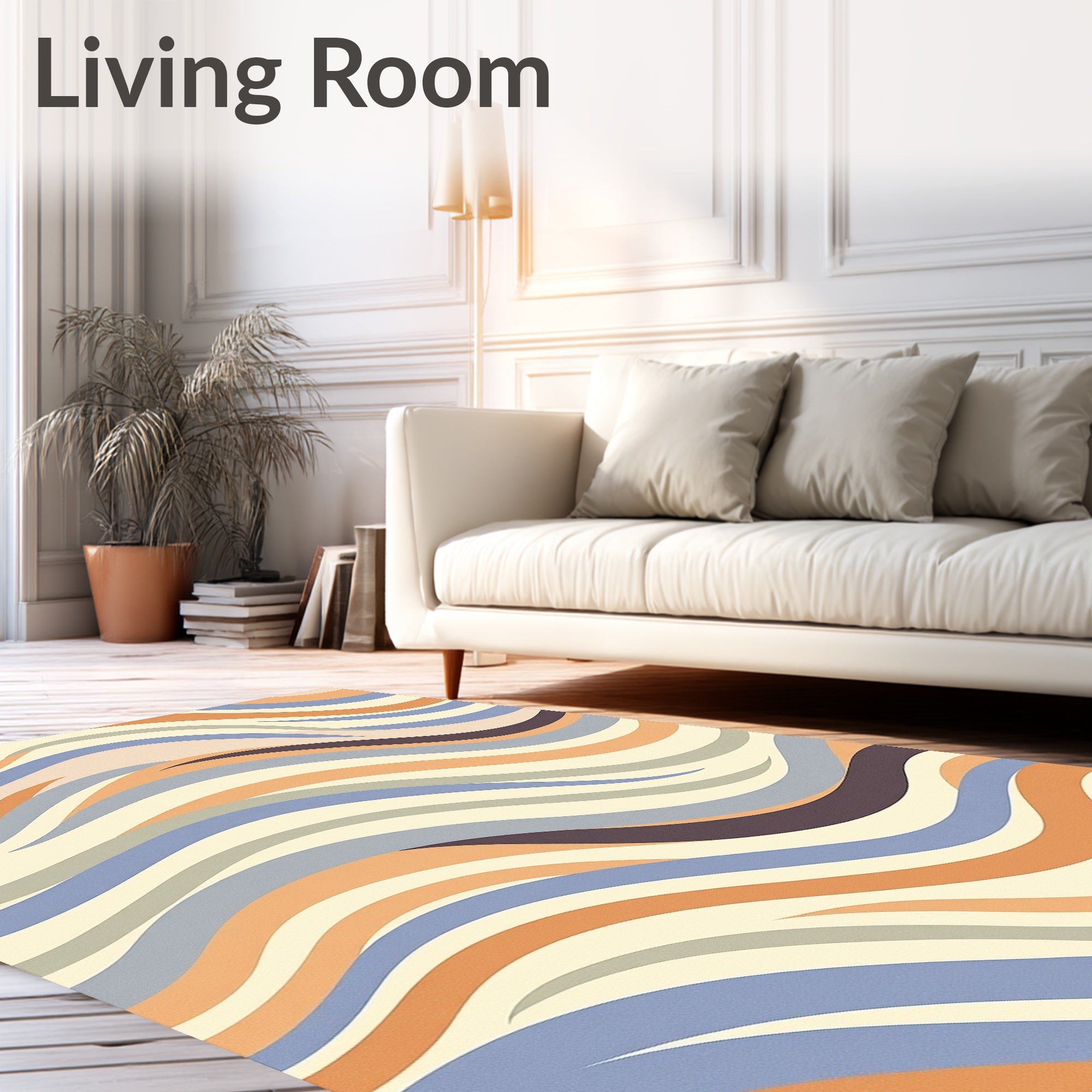 Wavy Abstract Color Swirl Rug
