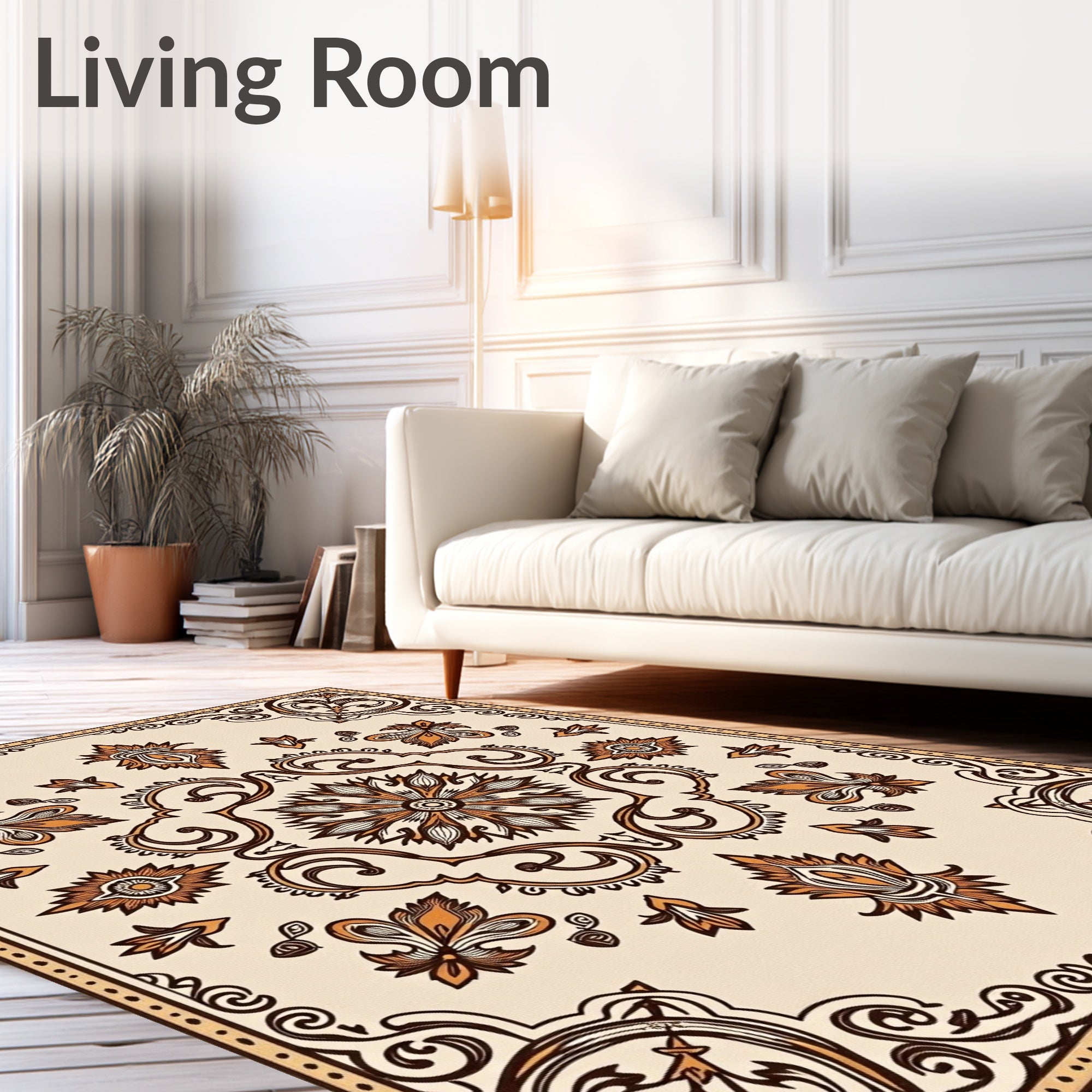Ornate Floral Medallion Pattern Rug