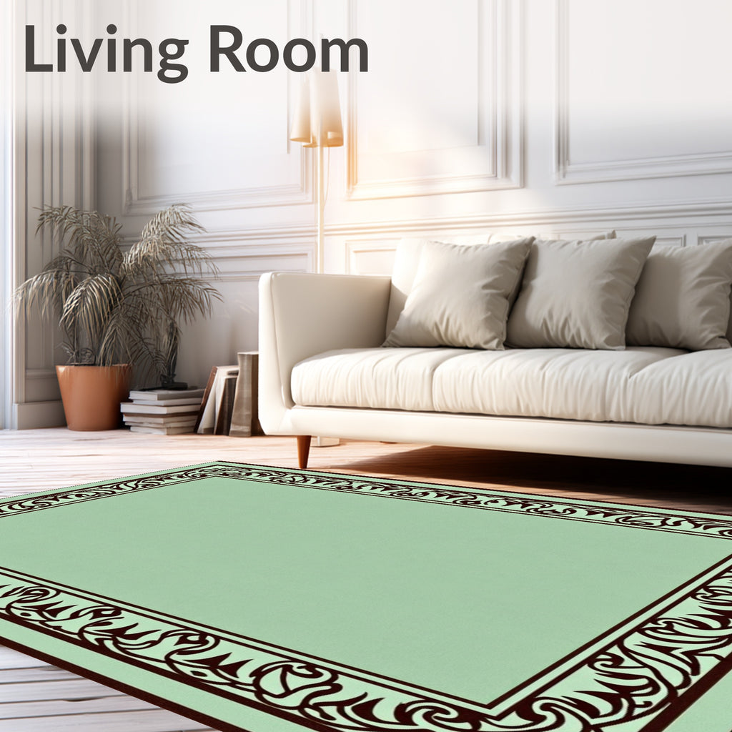 Elegant Dark Border Floral Pattern Rug