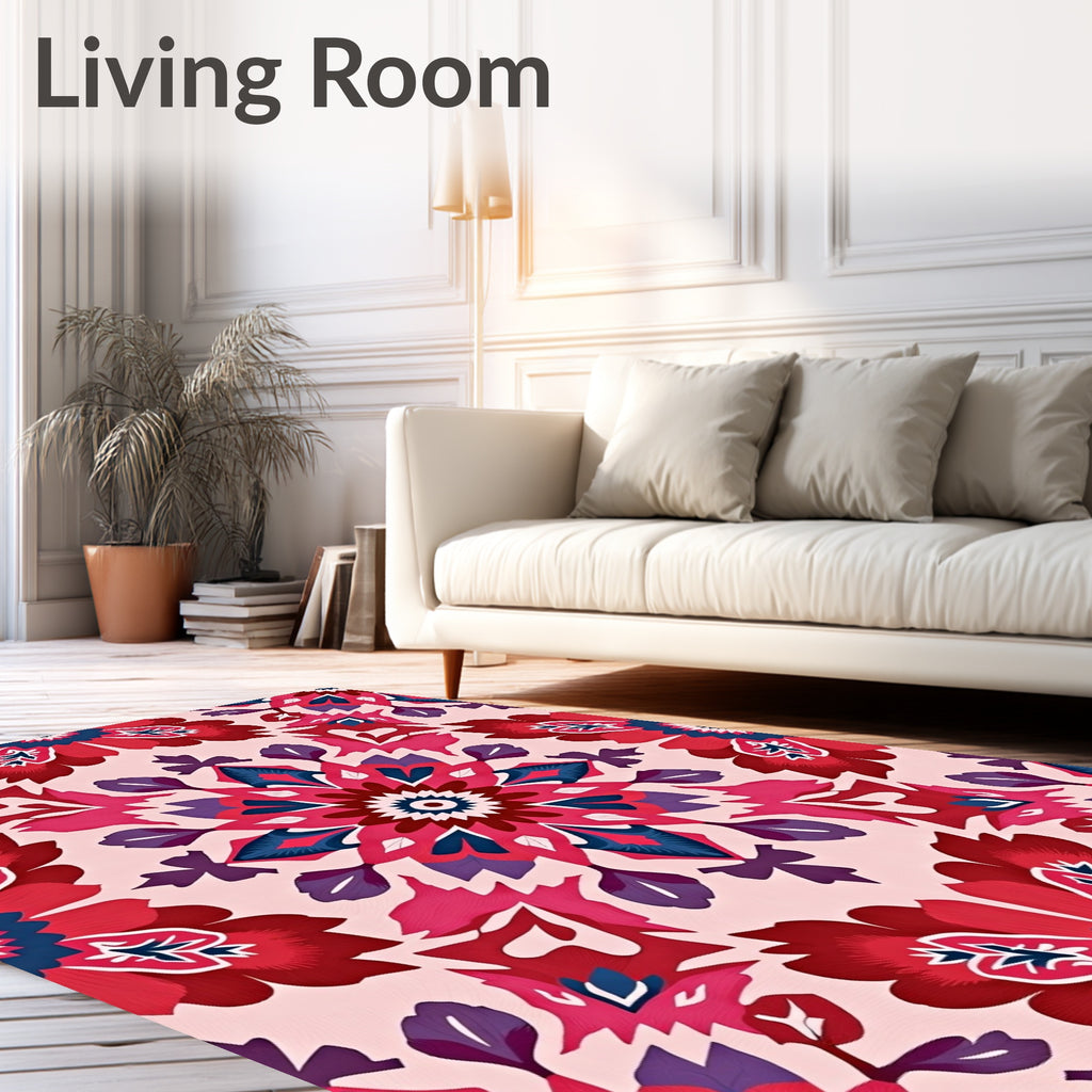 Vibrant Floral Medallion Pattern Rug