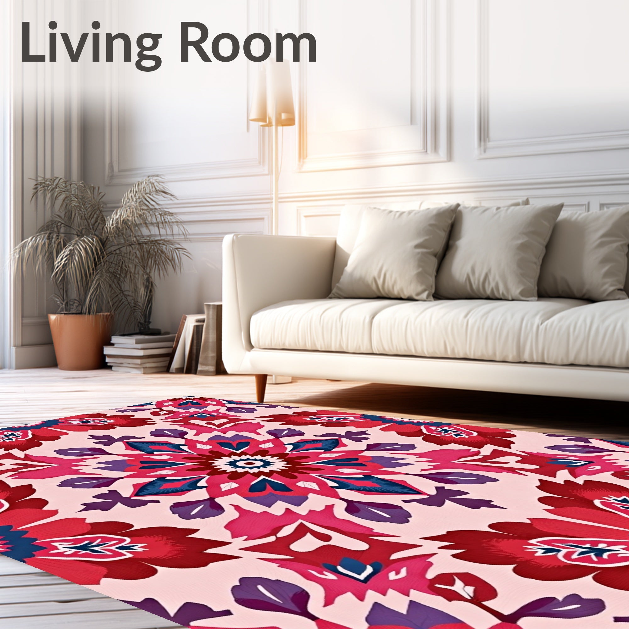 Vibrant Floral Medallion Pattern Rug