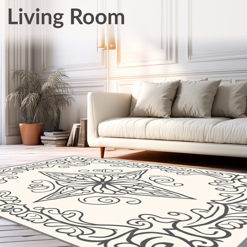 Ornate Floral Scrollwork Pattern Rug