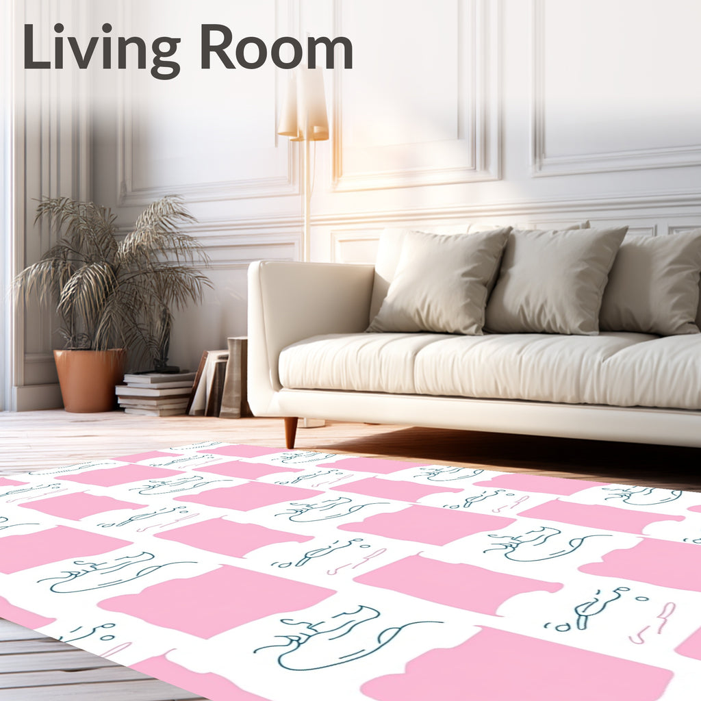 Pink Blush Abstract Checkerboard Pattern Rug