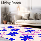Elegant Blue Floral Vine Pattern Rug