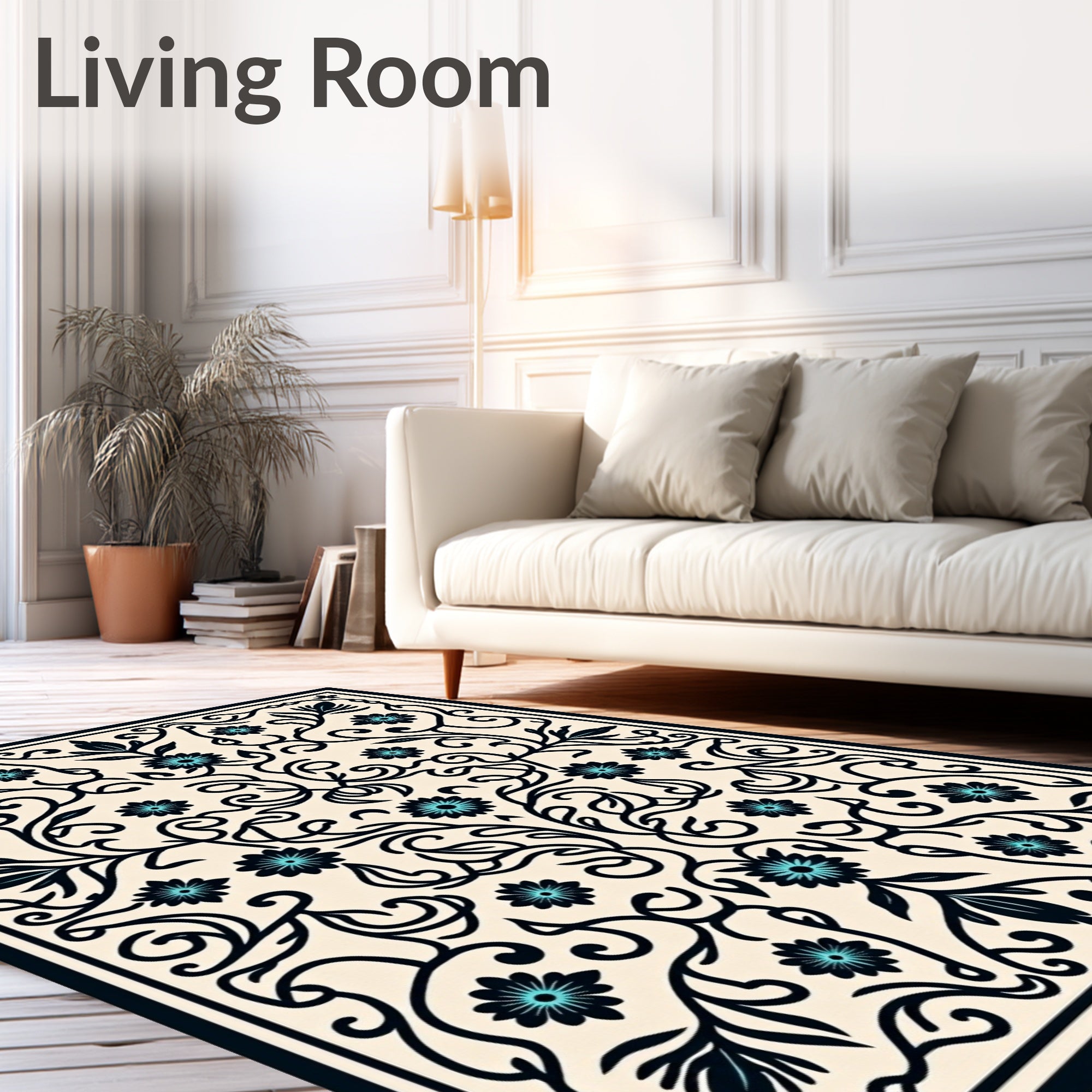 Classic Floral Vine Arabesque Pattern Rug