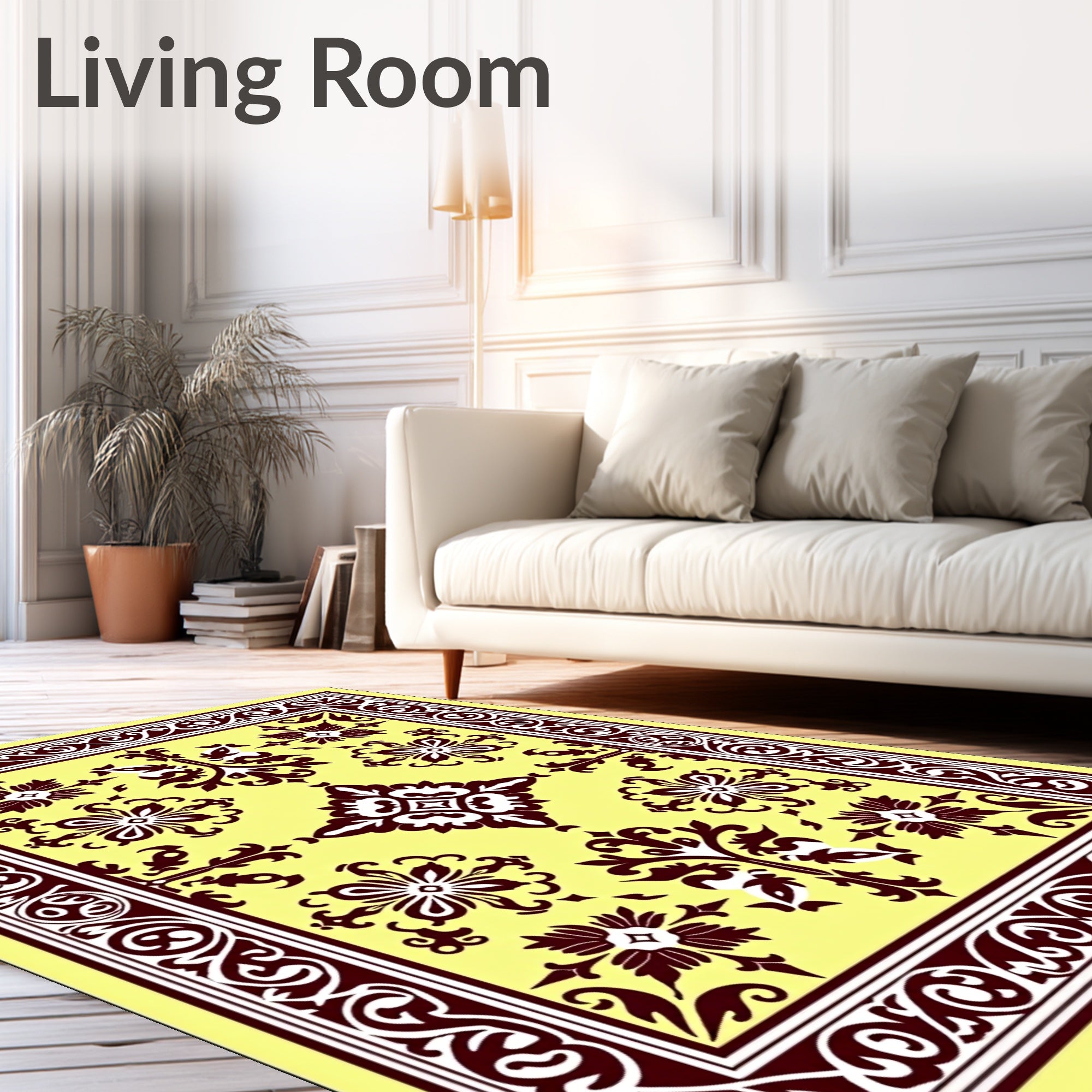 Vintage Floral Scroll Pattern Rug