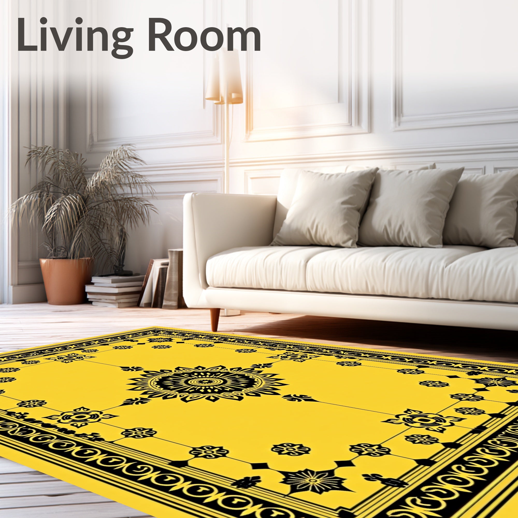 Ornate Black Floral Symmetry Rug