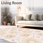 Retro Daisy Outline Floral Pattern Rug