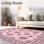 Delicate Mandala Patterned Pink Rug