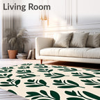 Abstract Green Leaf Pattern Rug