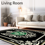 Heraldic Crest With Ornate Flourish Design Rug