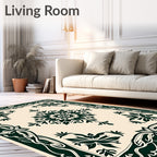 Elegant Floral Border Medallion Design Rug